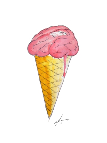 Brain ice-cream. Watercolours on paper.
